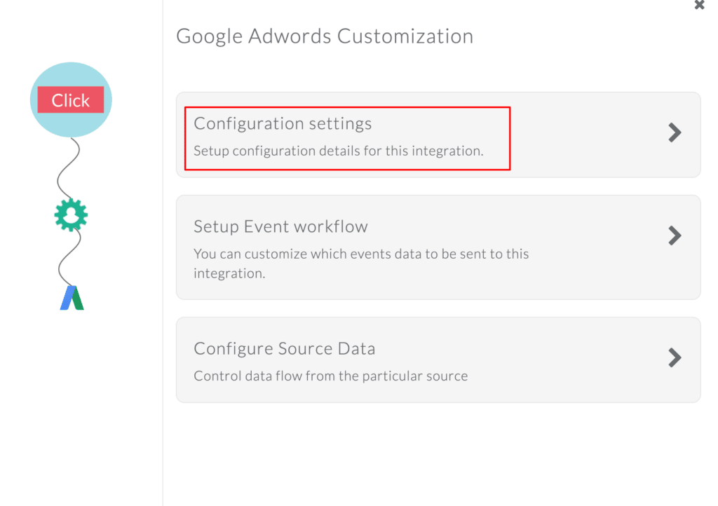 Configuration settings to authenticate Google Adwords inside CustomerLabs CDP.