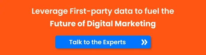 The image contains the text, Leverage the Power of First-party data to fuel the Future of Digital Marketing. Talk to Experts at CustomerLabs. This Click leads to Schedule a Demo with the experts