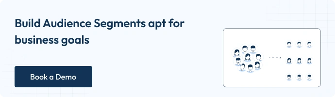This is a banner image with the text " Build audience segments apt for business goals" - Book a demo