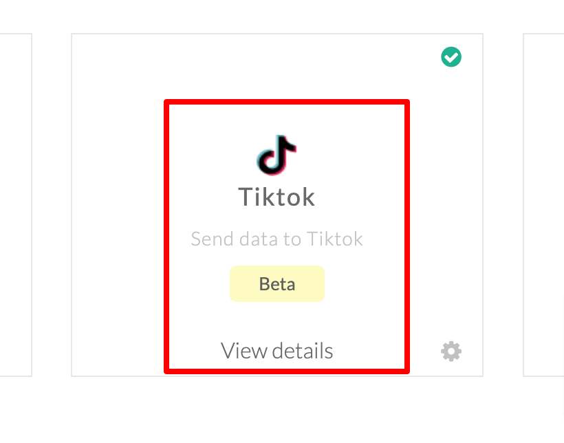 Screenshot showing TikTok integration in CustomerLabs CDP destinations