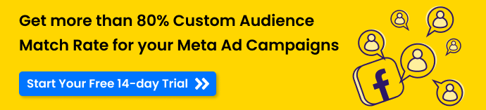 Get more than 80% Custom Audience Match Rate for your Meta Ad Campaigns <Click to start your 14-day free trial>