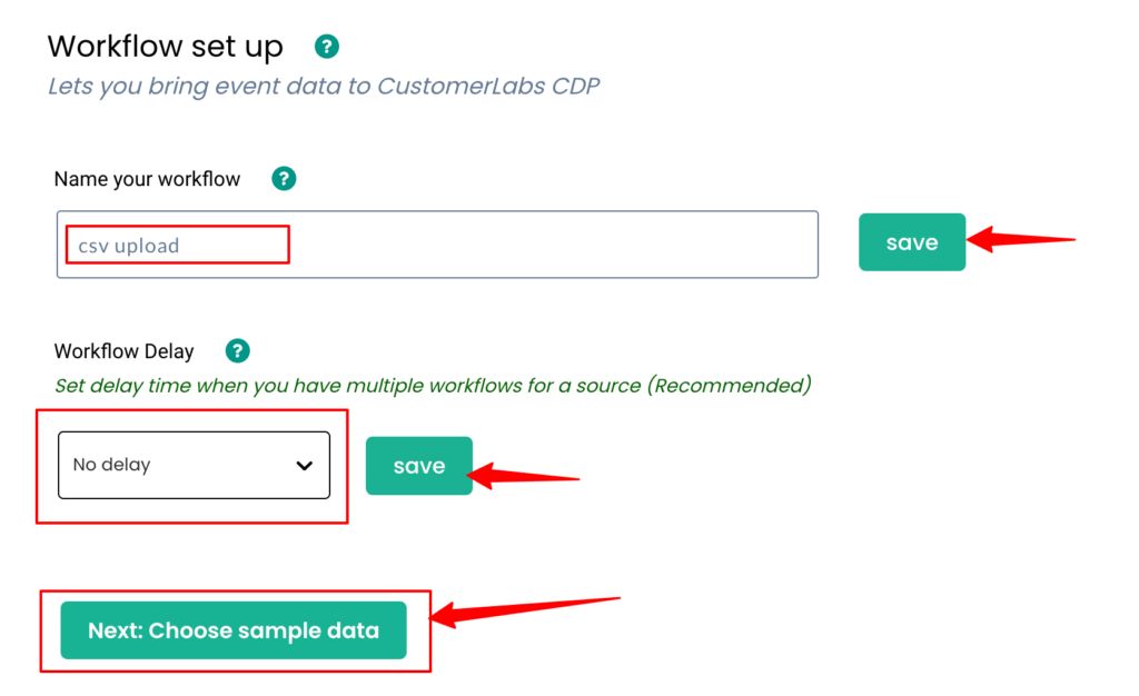 Building a workflow setup inside Customerlabs CDP for CSV file upload