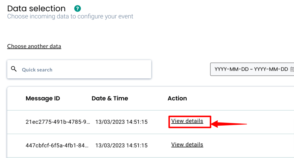 Choose the data imported from CSV file inside CustomerLabs CDP