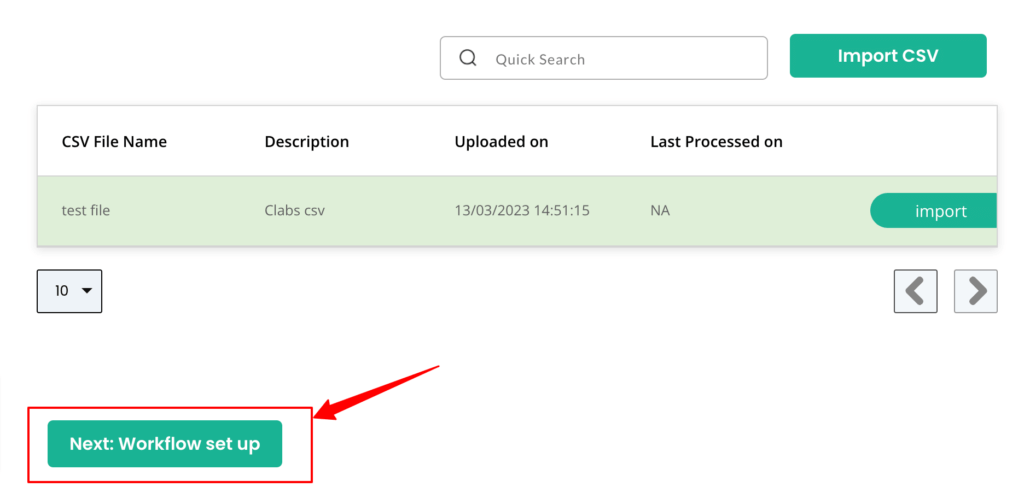 Setup the workflow event for the imported CSV file inside CustomerLabs CDP