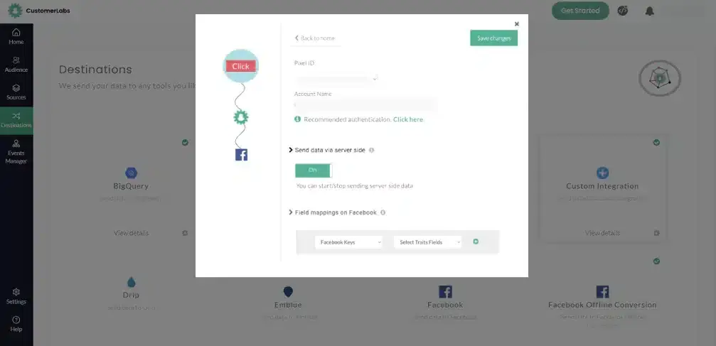 CustomerLabs Integration with Facebook Dashboard