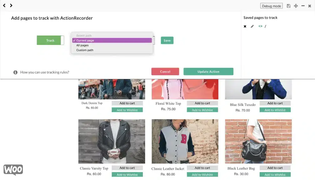 Screenshot of WooCommerce Store with CustomerLabs No Code event Tracker