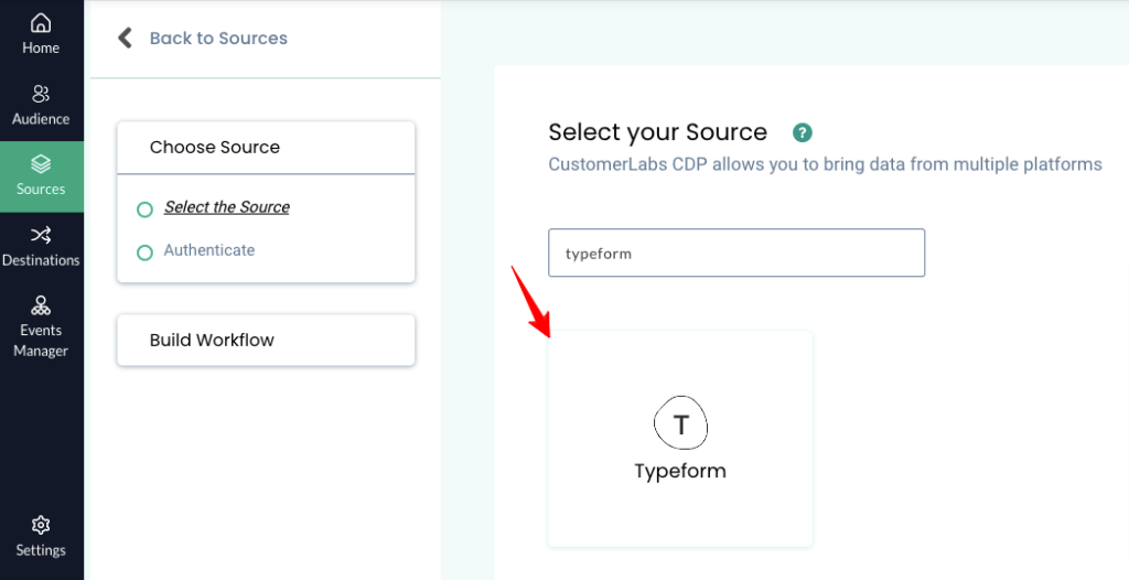 Typeform as a source into CustomerLabs CDP