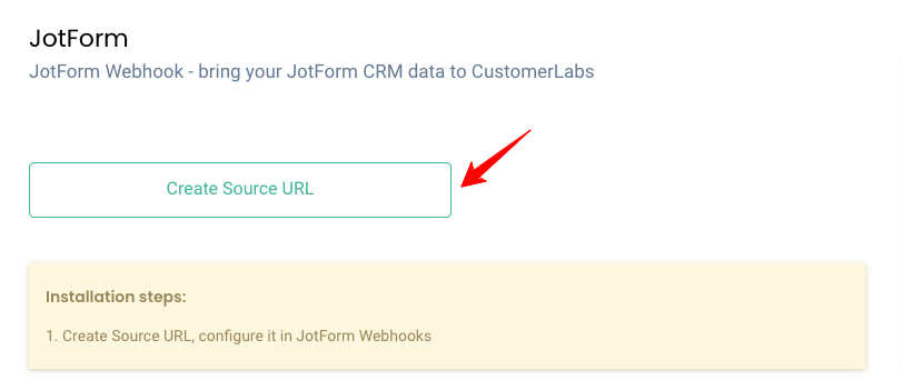 Create a source URL for Jotform inside CustomerLabs CDP
