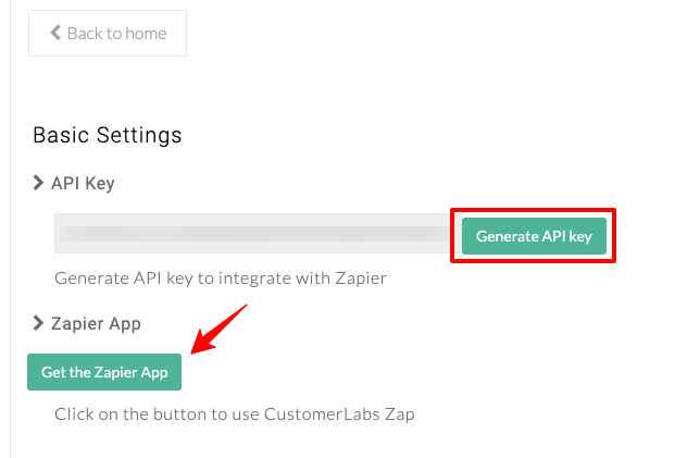 Integrate Zapier and CustomerLabs CDP with API key 