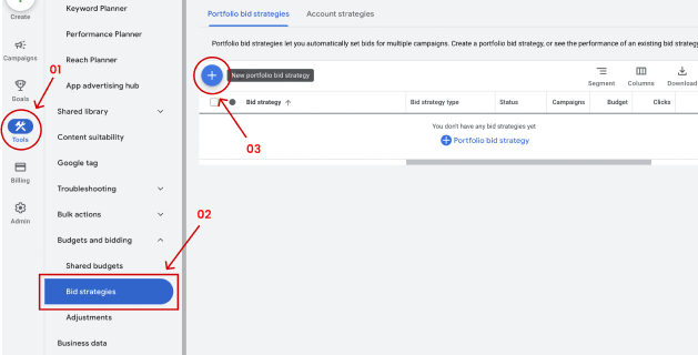 Step by step process of Setting up Portfolio Bid Strategy explained using the authentic screenshot of the latest Google Ads Interface.