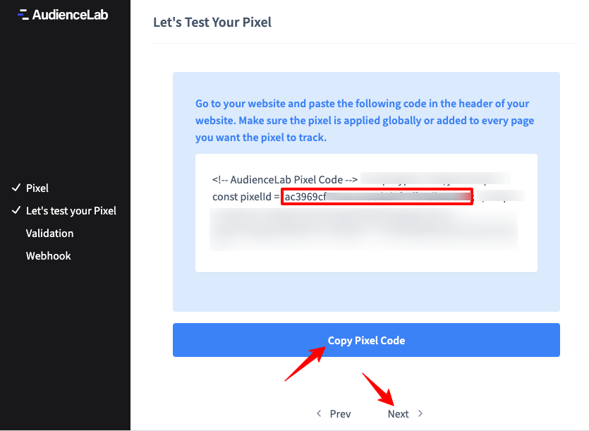 copy pixel id for CustomerLabs CDP integration