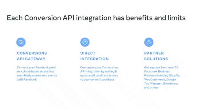 3 different methodologies in CAPI to connect your marketing data with Meta.