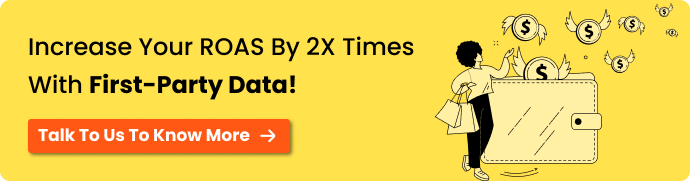 CTA contains Increase Your ROAS (Revenue on Ad Spend) by 2X Times With First-party Data and the button Talk To Us To Know More
