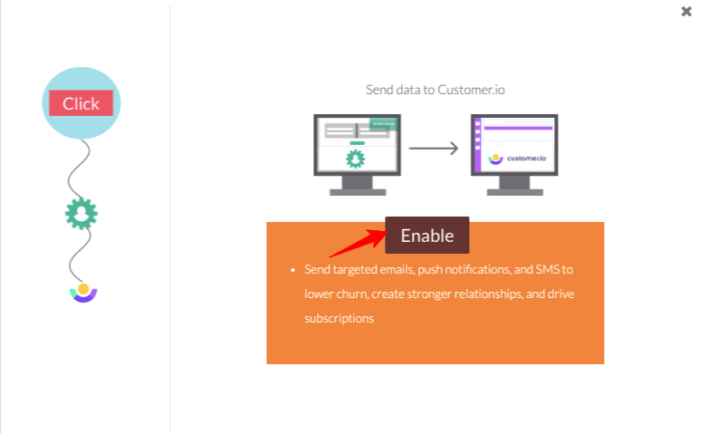 enable data integration between Customerlabs CDP and customer.io