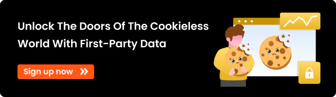 CTA with the text Unlock the Doors of The Cookieless world with First-party Data Sign Up Now for CustomerLabs CDP, First-party Audience