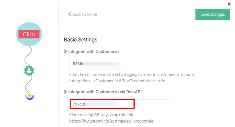 Rest API integration with Customer.io and CustomerLabs CDP inside CustomerLabs CDP configuration