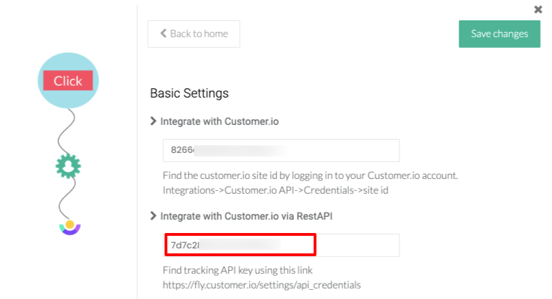 Rest API integration with Customer.io and CustomerLabs CDP inside CustomerLabs CDP configuration 
