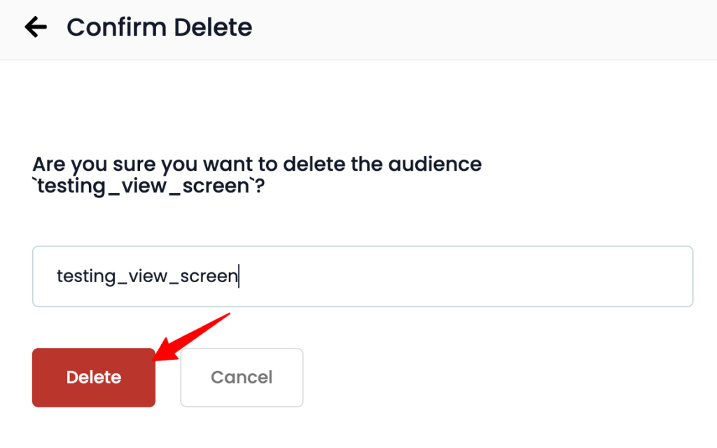 Confirm delete audiences option