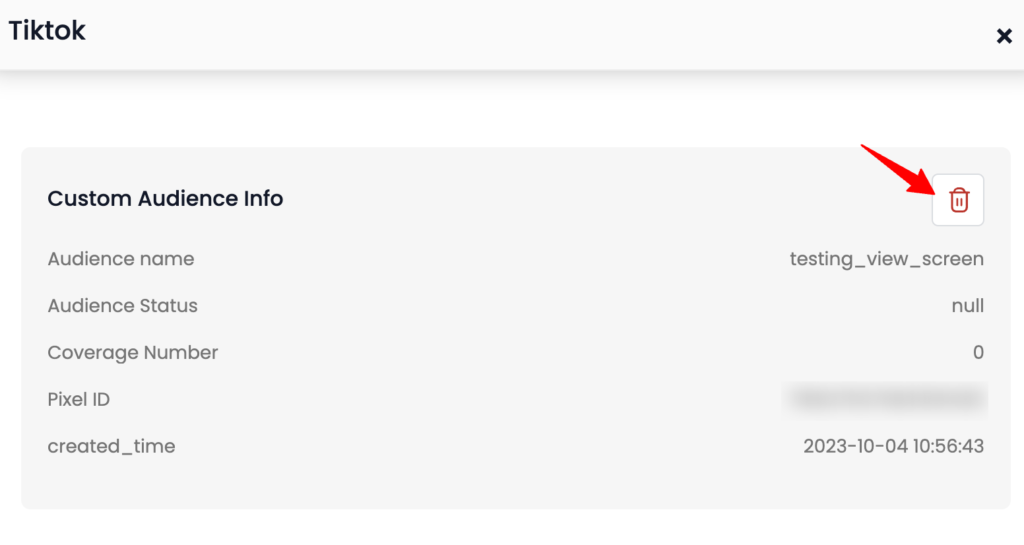 Delete created audience TikTok