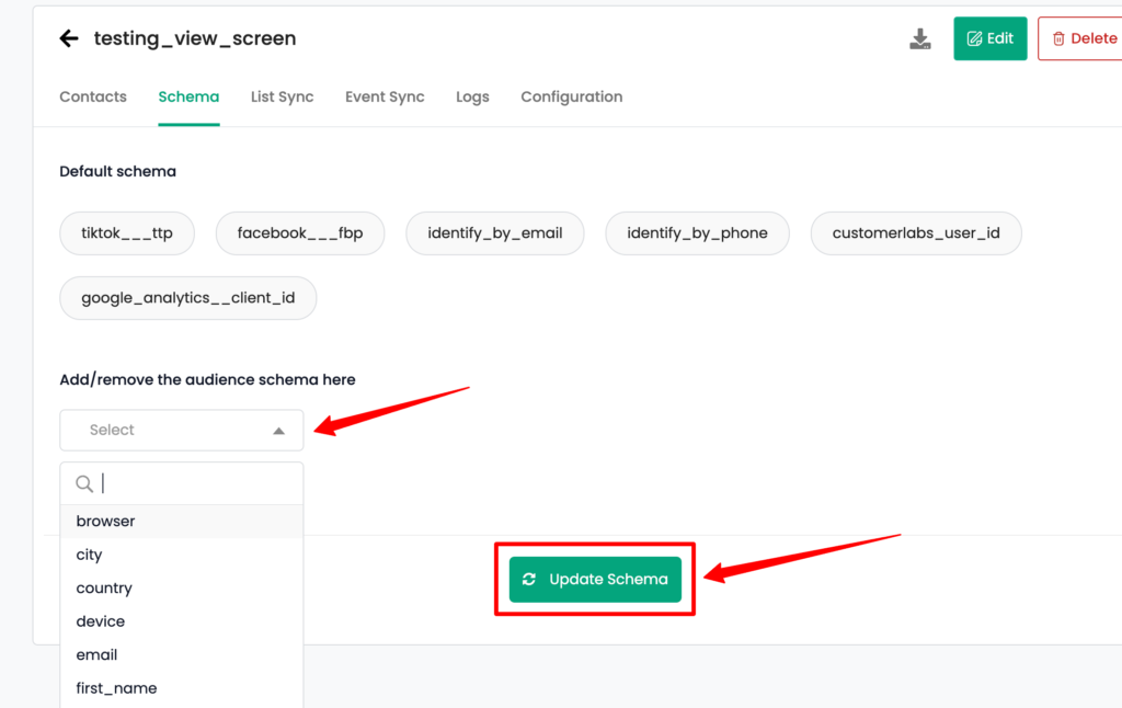 Update Schema Mapping CustomerLabs CDP with TikTok