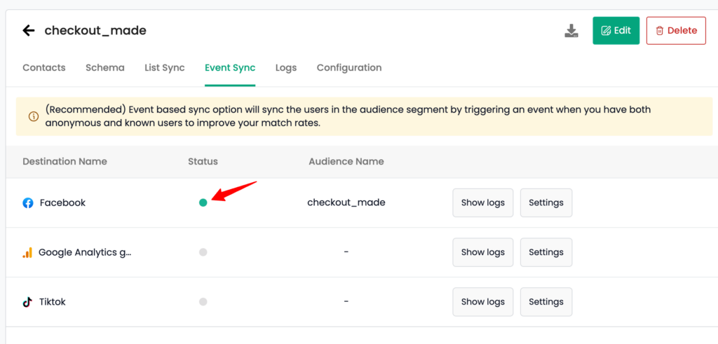 Indicator for sync