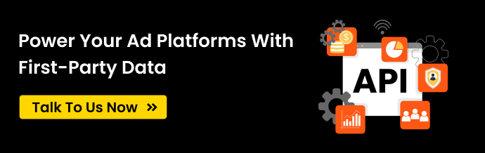 CTA with the text Power your ad platforms with first party data - Talk to us now