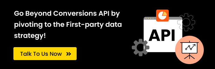 CTA with the text Go beyond conversions API by pivoting to the First-party Data Strategy! Talk To Us Now