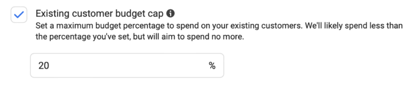 This screenshot explains the existing customer budget cap.