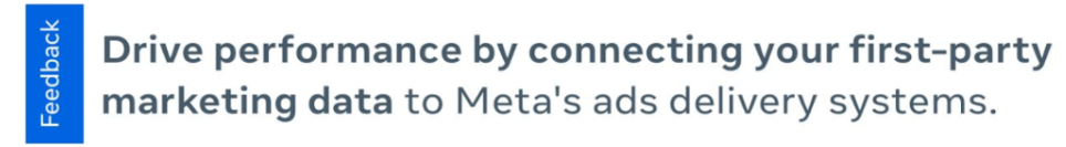 This image explains the real word by Meta official doc "Drive performance by connecting your first party marketing data to Meta's ads delivery systems"
