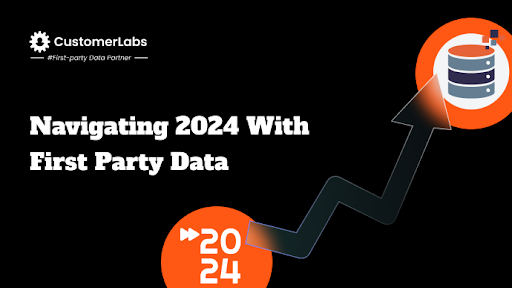 Navigating 2024 with first-party data blog banner that talks about how first-party data is to be used moving ahead into 2024 and forward.