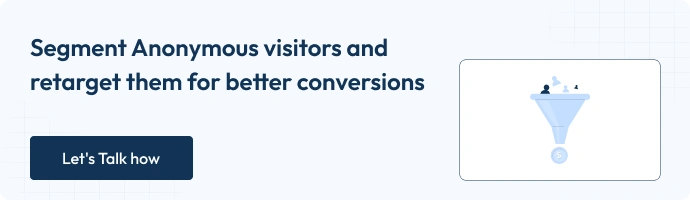 This is a banner image with the text "Segment anonymous visitors and retarget them for better conversions - Let's talk how"