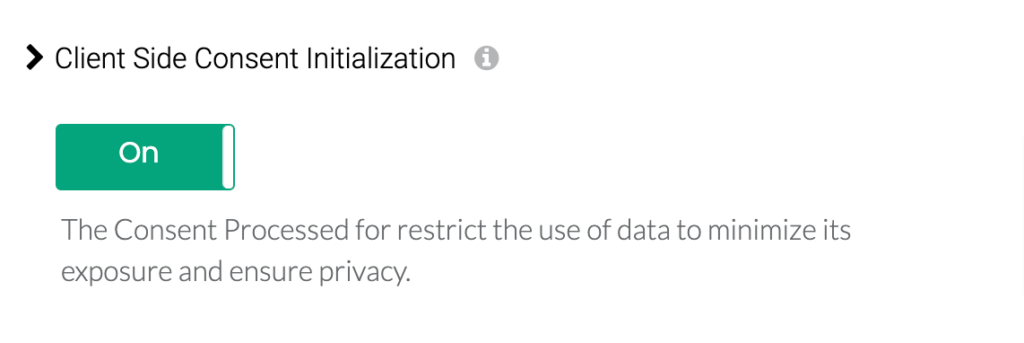 Client side consent initialization screenshot showing a toggle button to turn on. 