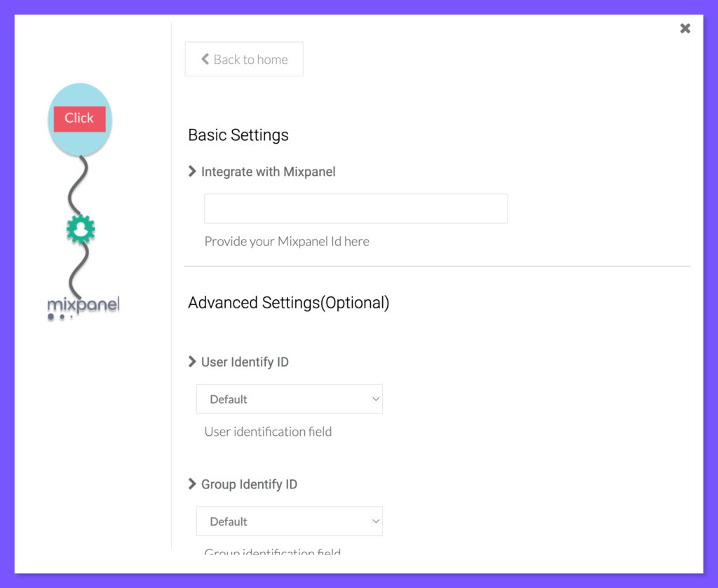 Mixpanel integration setting in Customerlabs