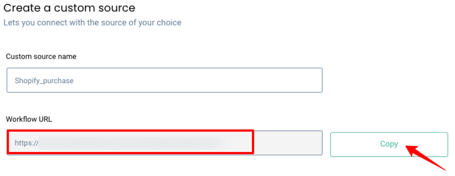 Screenshot showing where to paste the workflow URL