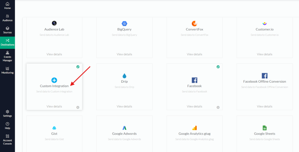 Custom Integration in CustomerLabs