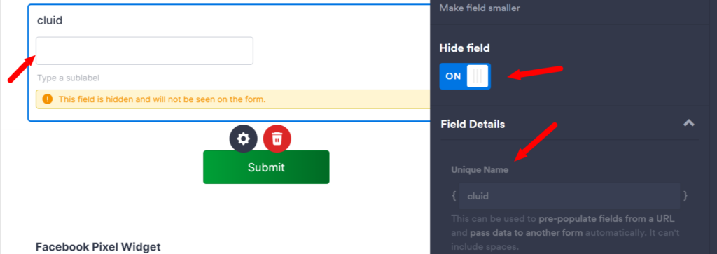 Enable the hidden field.