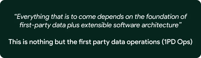 Quote - Everything that is to come depends on the foundations of 1PD + extensible software architecture = 1PD Ops