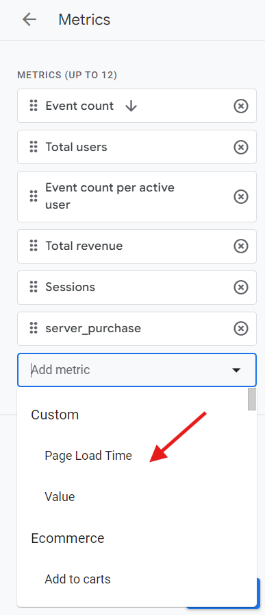 Add custom metric
