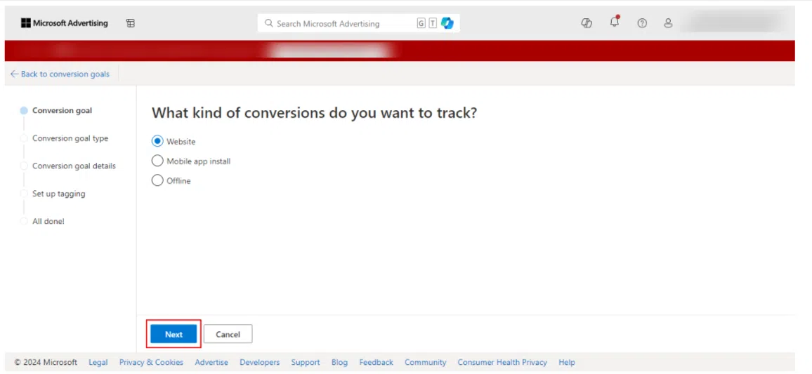 How to Setup Bing Ads Conversion Tracking for WooCommerceย 10 This image explains the what kind of conversion do you want to track?