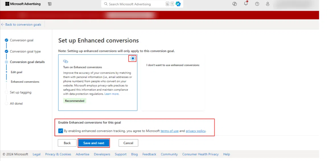 How to Setup Bing Ads Conversion Tracking for WooCommerceย 13 This is the screenshot of the set up enhanced conversions