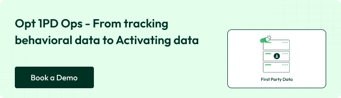this is a banner image with the text  "opt 1pd ops - from tracking behavioral data to activating data