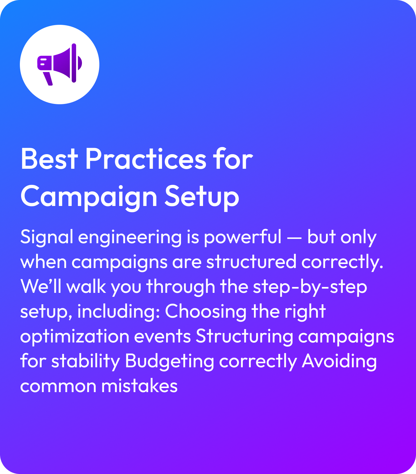 Best practices for campaign setup 1