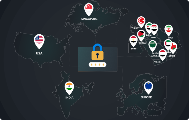 Global map with security icons