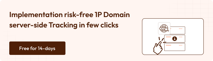 โAd banner highlighting easy, risk-free 1P domain server-side tracking setup with a 14-day free trial offer.โ