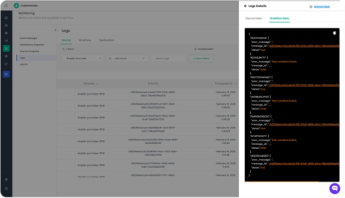 Tealium Alternatives Based on Industry and Use Case for SMBs 10 This image shows the server event log inside customerlabs.